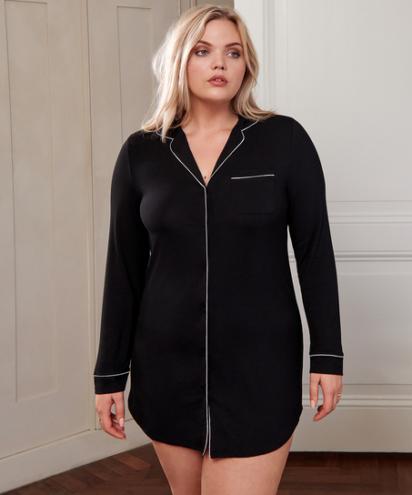 Essential Jersey Shirtdress, Black
