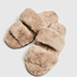Fake Fur Slippers, Brown