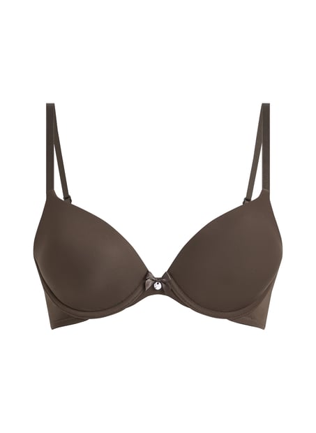 Plunge Padded Underwired Bra, Brown