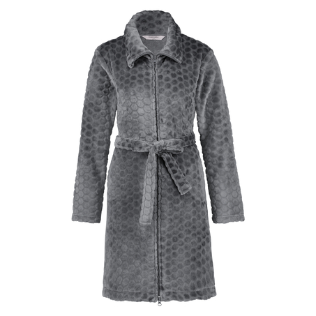 Honeycomb Fleece Zip Bathrobe, Grey