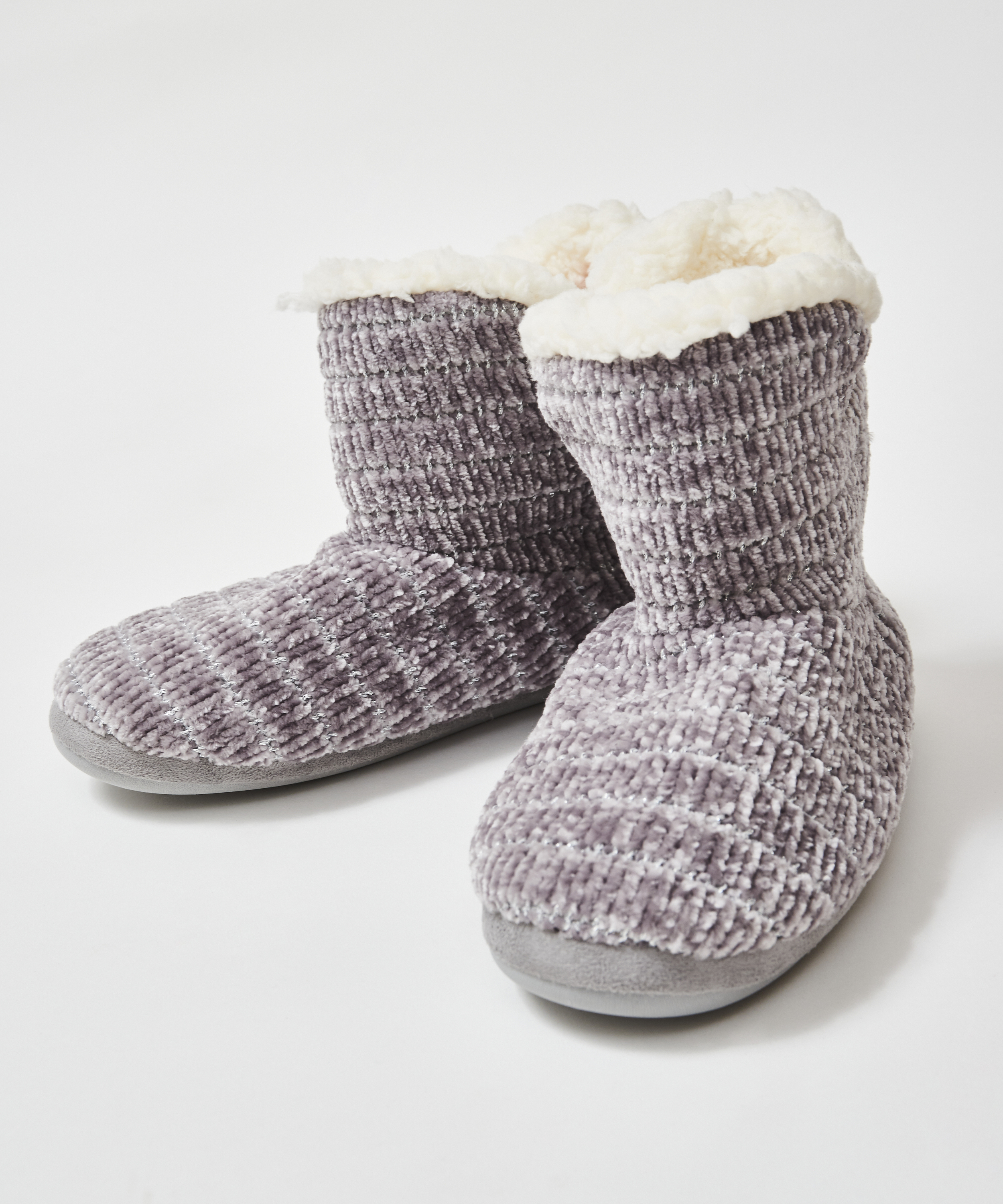 Chenille slippers, Grey, main