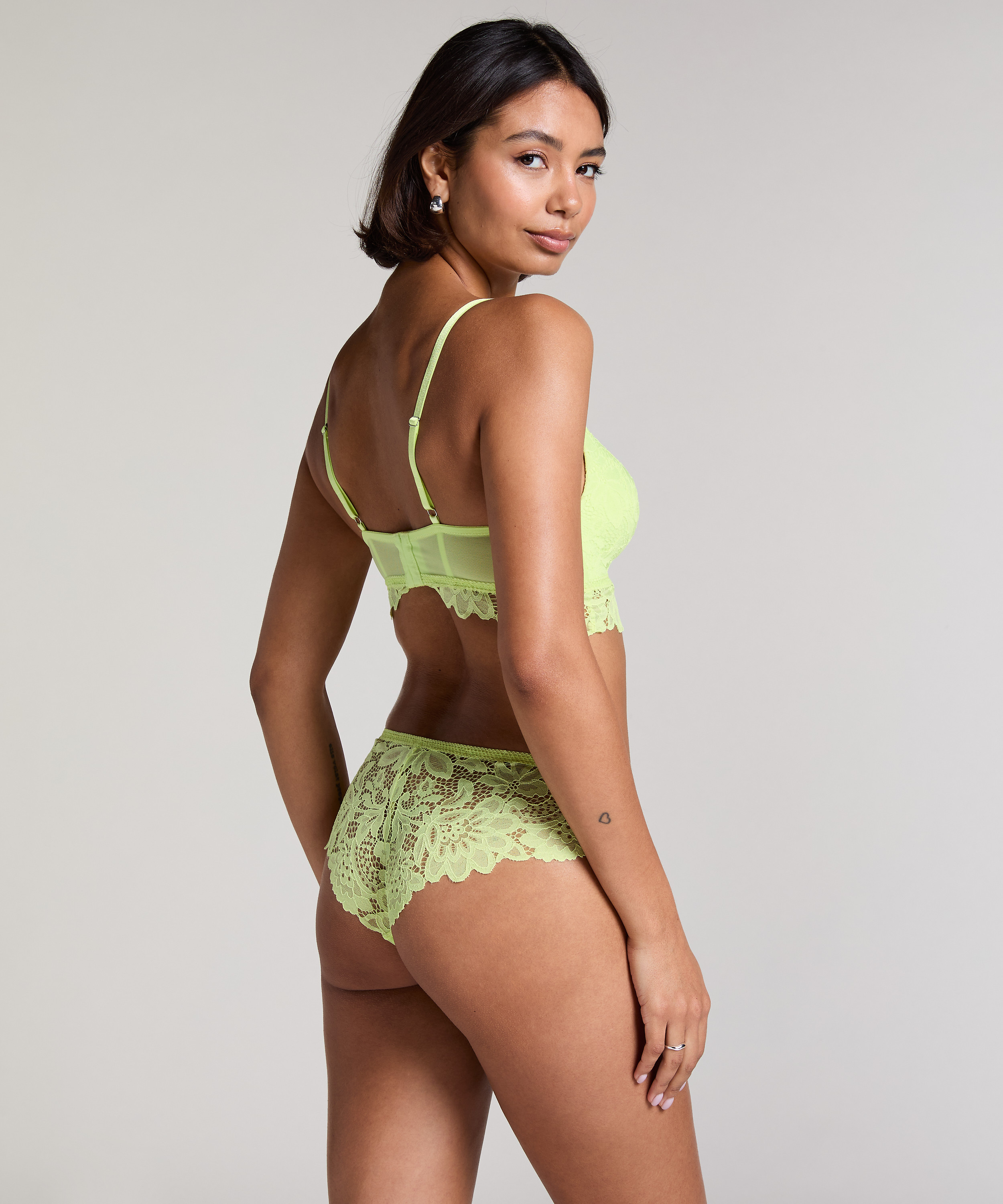 Shiloh Padded Non-wired Longline Bra, Green, main