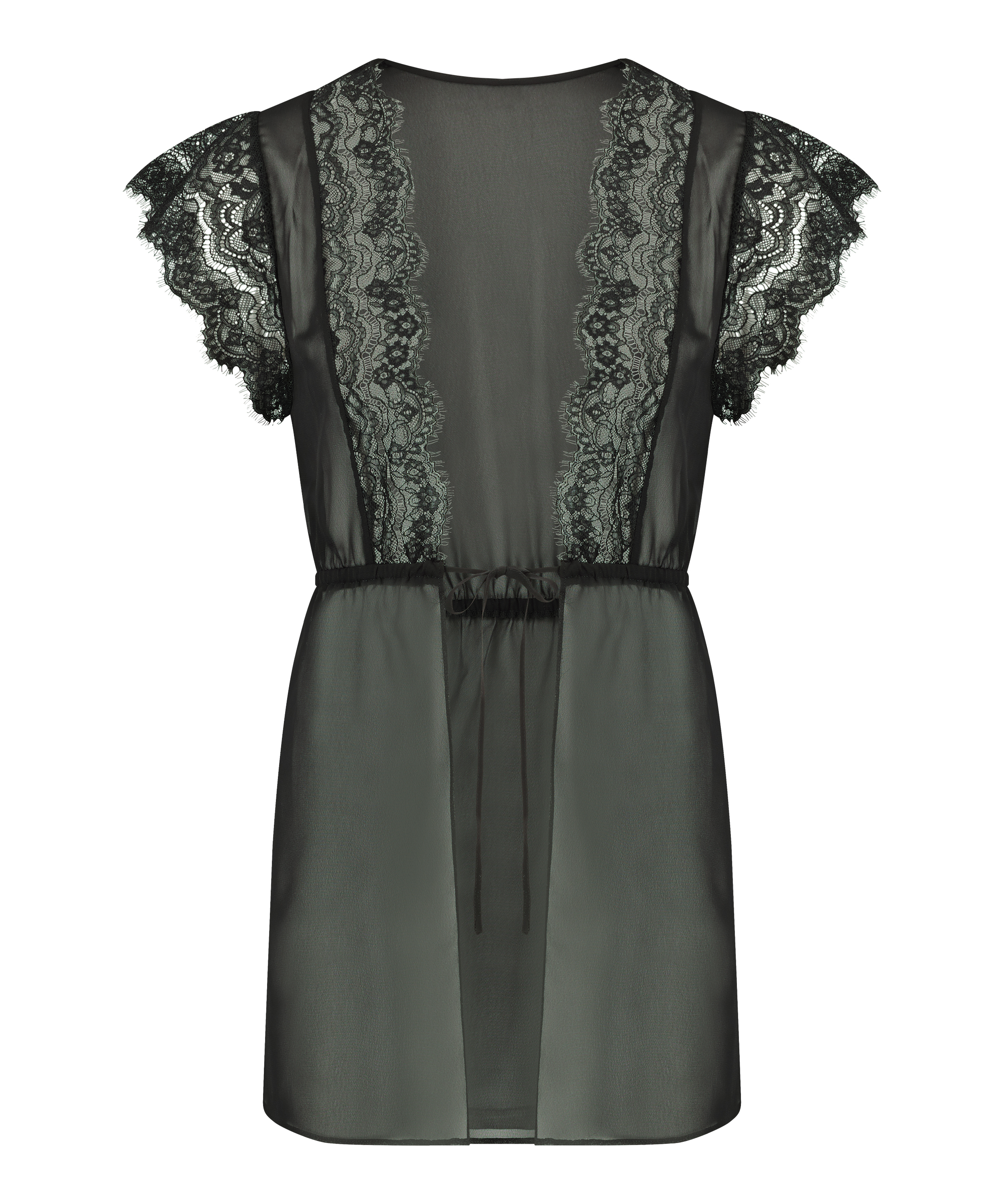 Candance Short Satin Kimono, Black, main