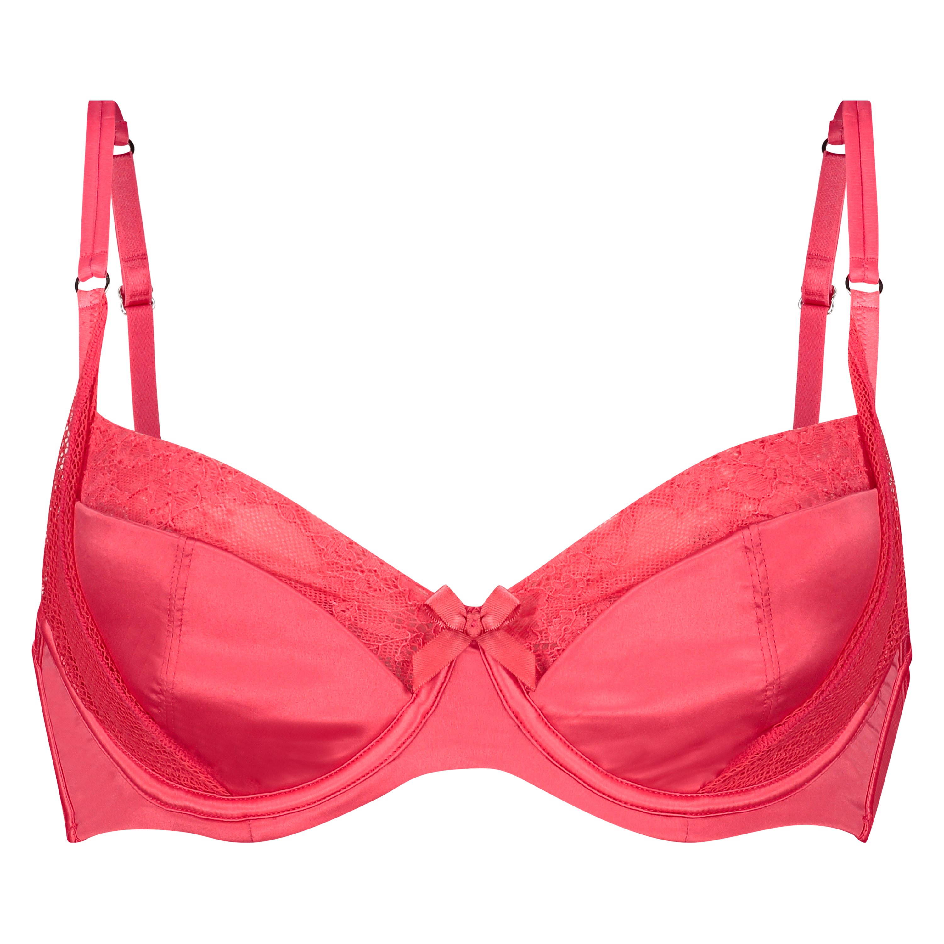 Padded Underwired Demi-Cup Bra Duckie, Red, main