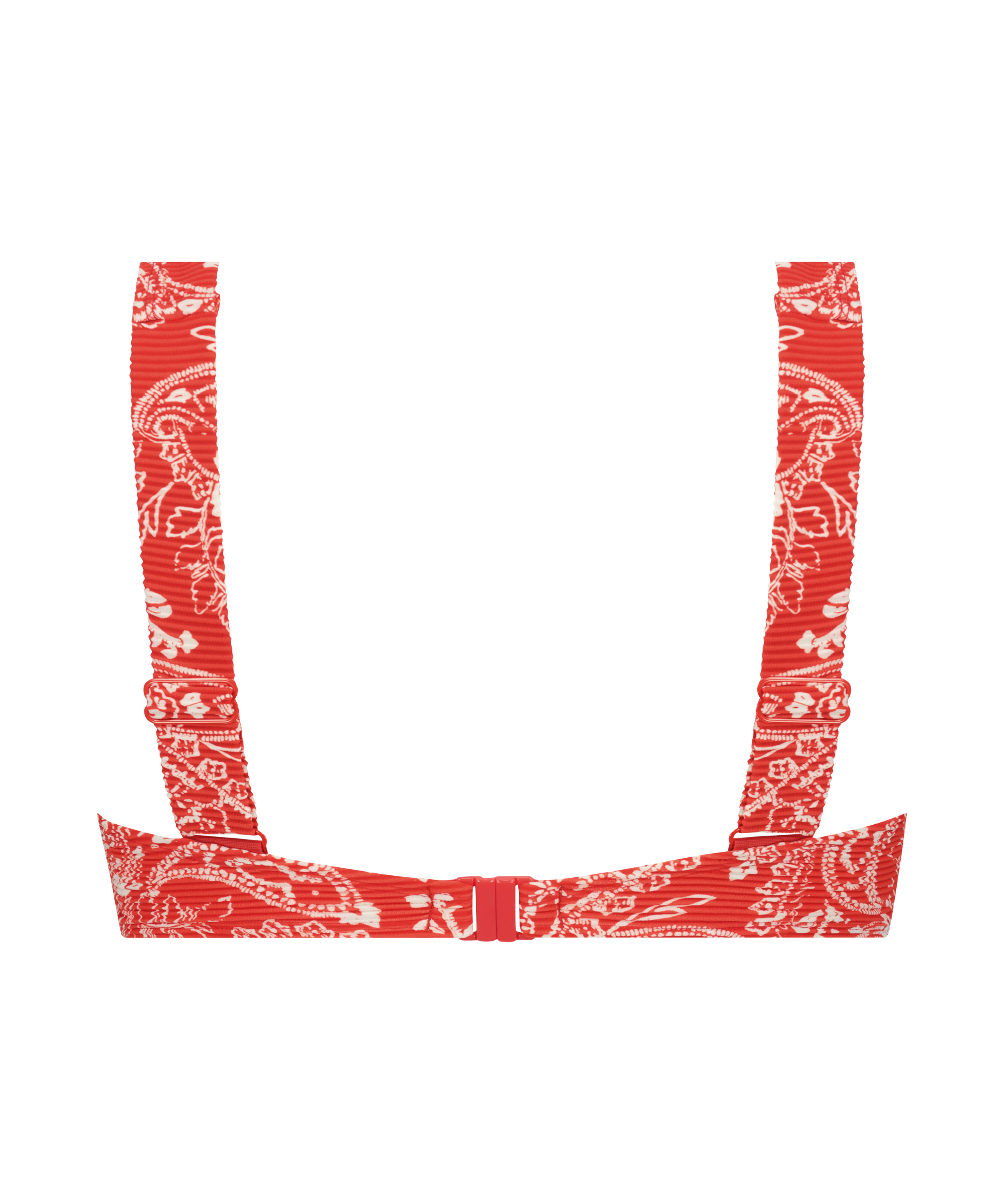 Paisley non-padded underwired bikini top, Red, main