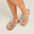 Fake Fur Slippers, Brown