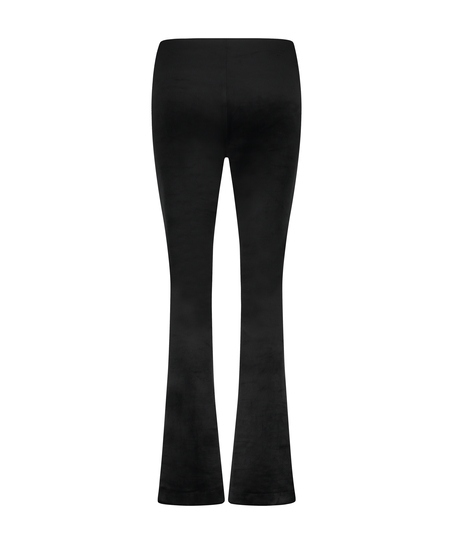 Flared Velvet Leggings, Black