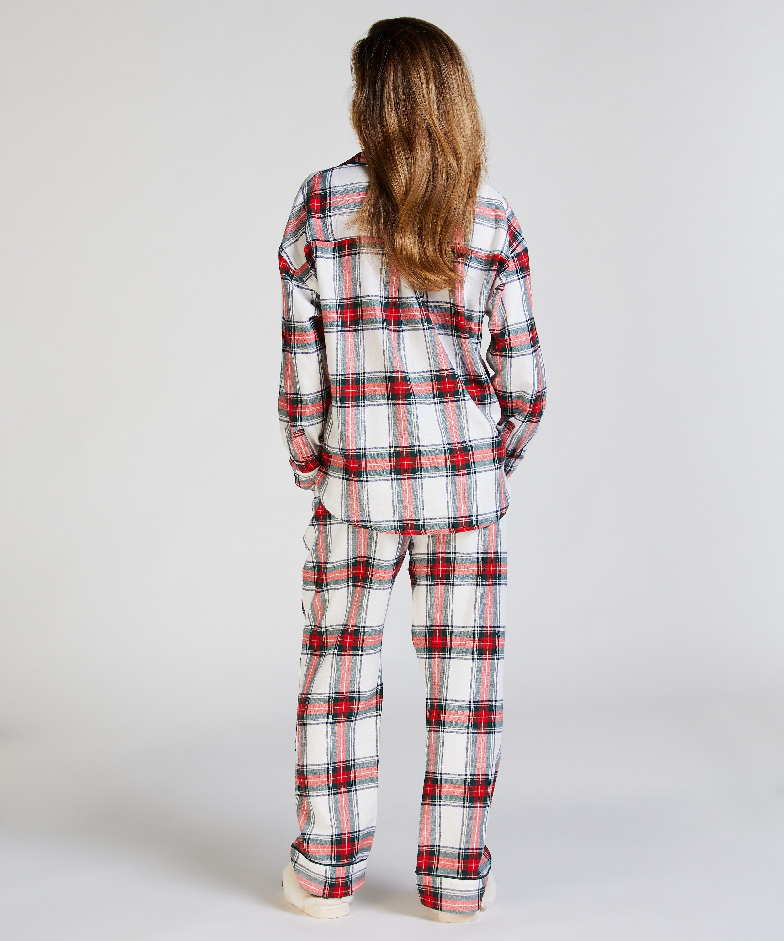 Flannel Pyjama Pants, White, main