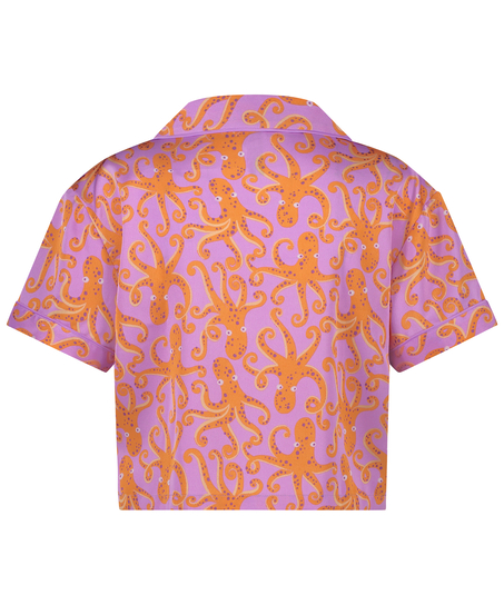 Satin Short-Sleeved Jacket, Purple