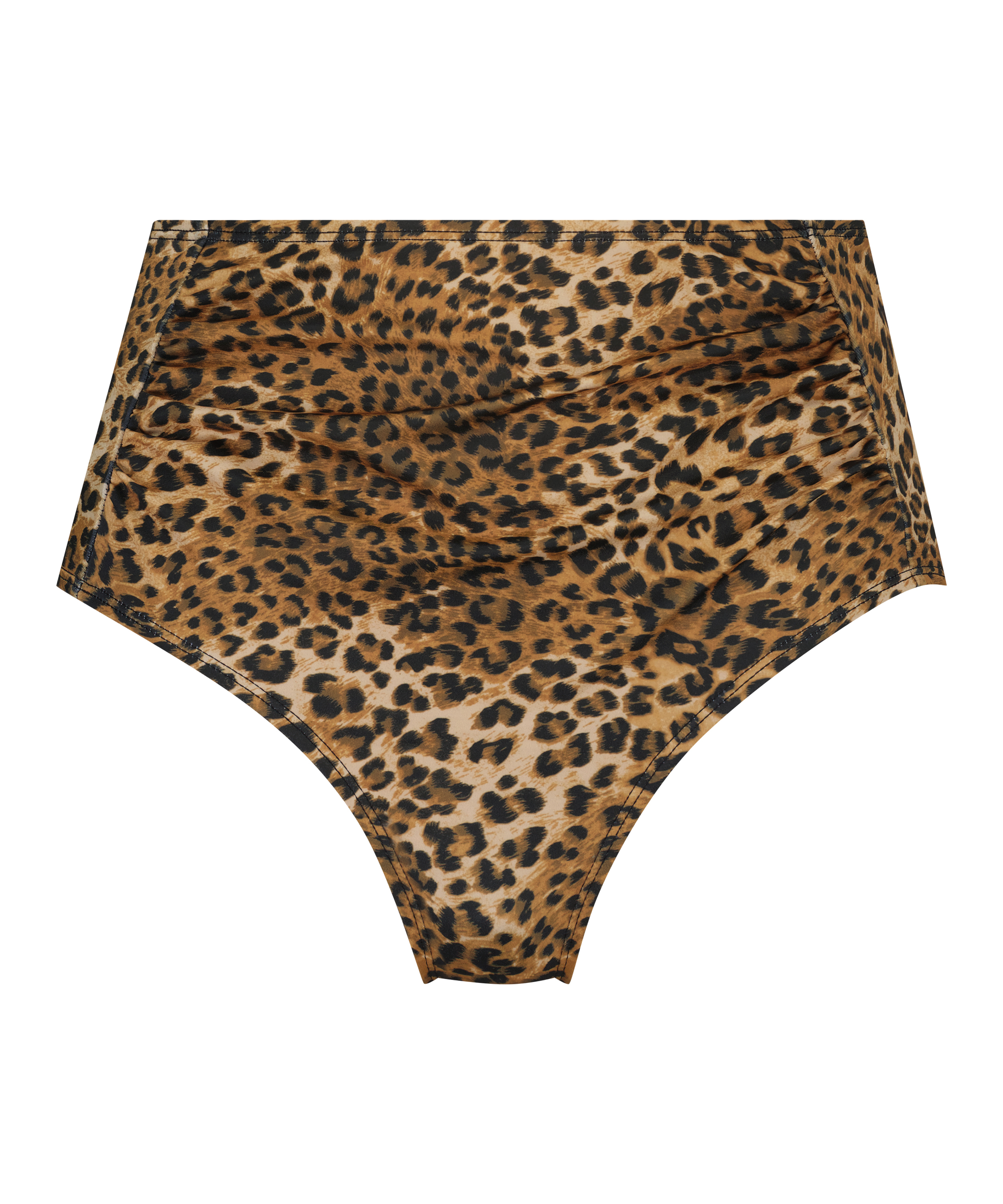 Cheeky high leg Leopard bikini bottoms, Brown, main