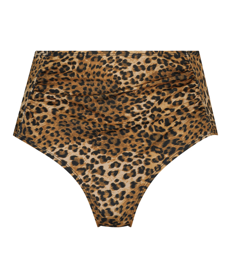 Cheeky high leg Leopard bikini bottoms, Brown