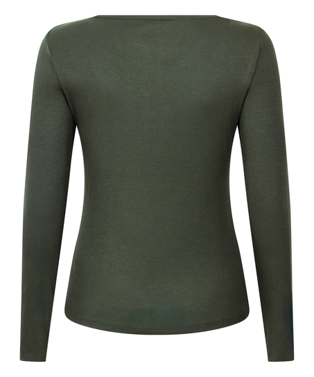 Longsleeved Pyjama Top Henley, Green