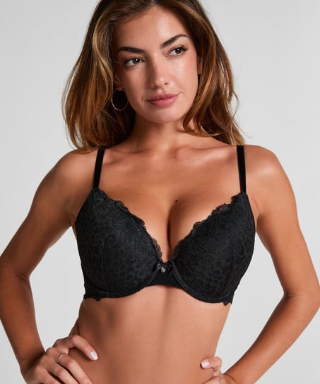 Marine Padded Underwired Push-Up Bra, Black