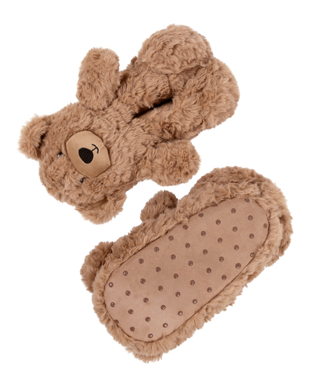 Slippers Teddy Bear, Beige