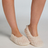 Fluffy Ballerina Slippers, Beige