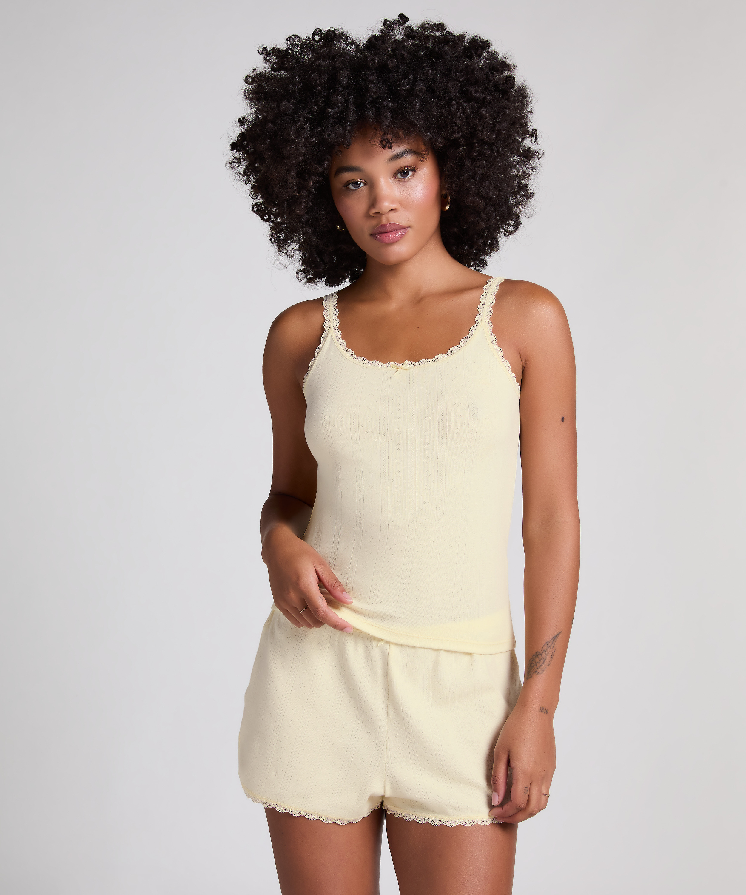 Pointelle Singlet, Yellow, main