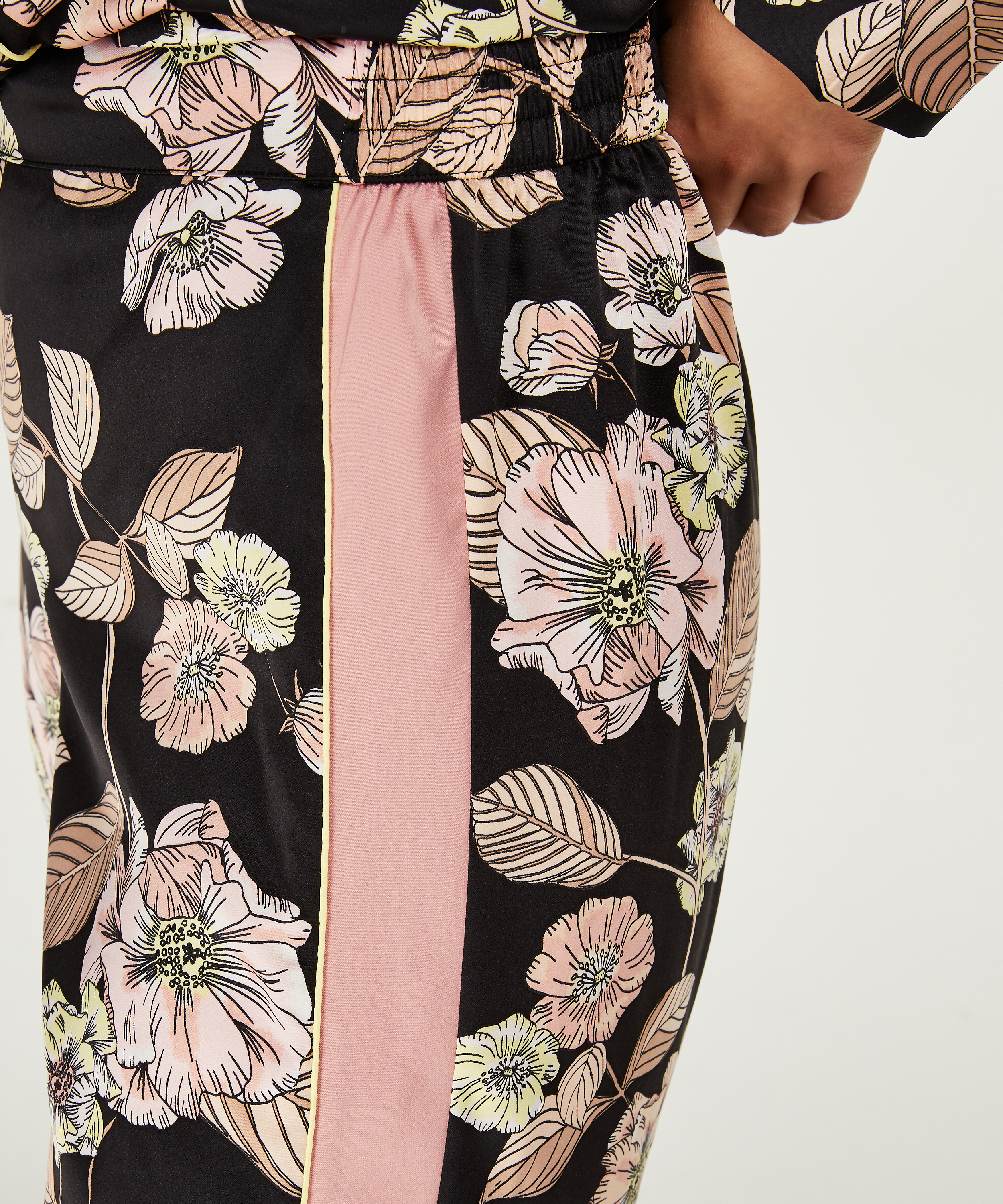 Emily satin pyjama pants, Black, main