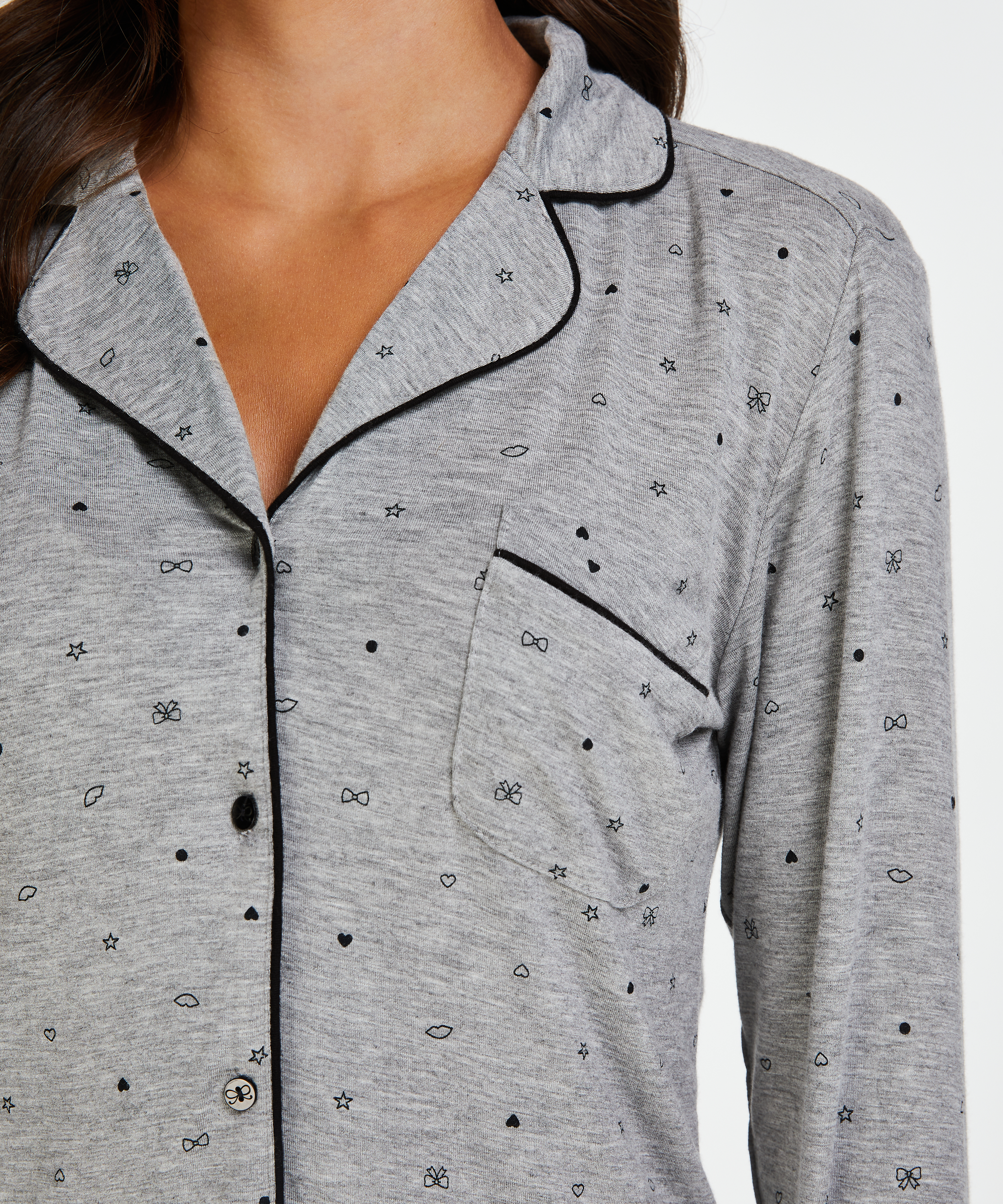 Long Pajama Set, Grey, main