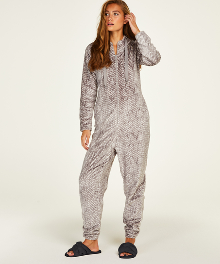 Flannel Fleece Onesie, Grey
