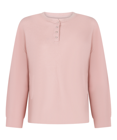 Top Waffle Henley, Pink