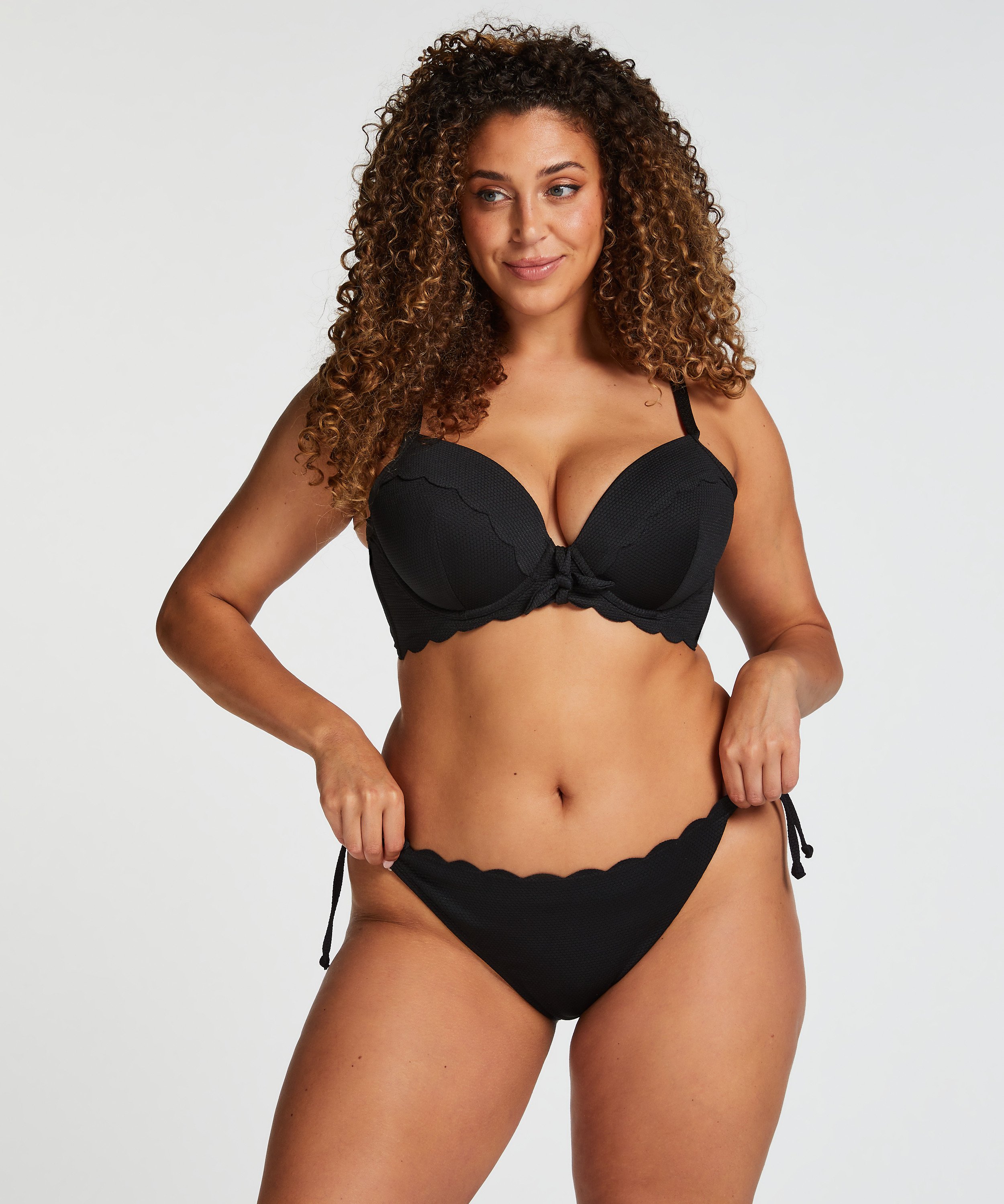 Scallop Bikini Bottoms, Black, main