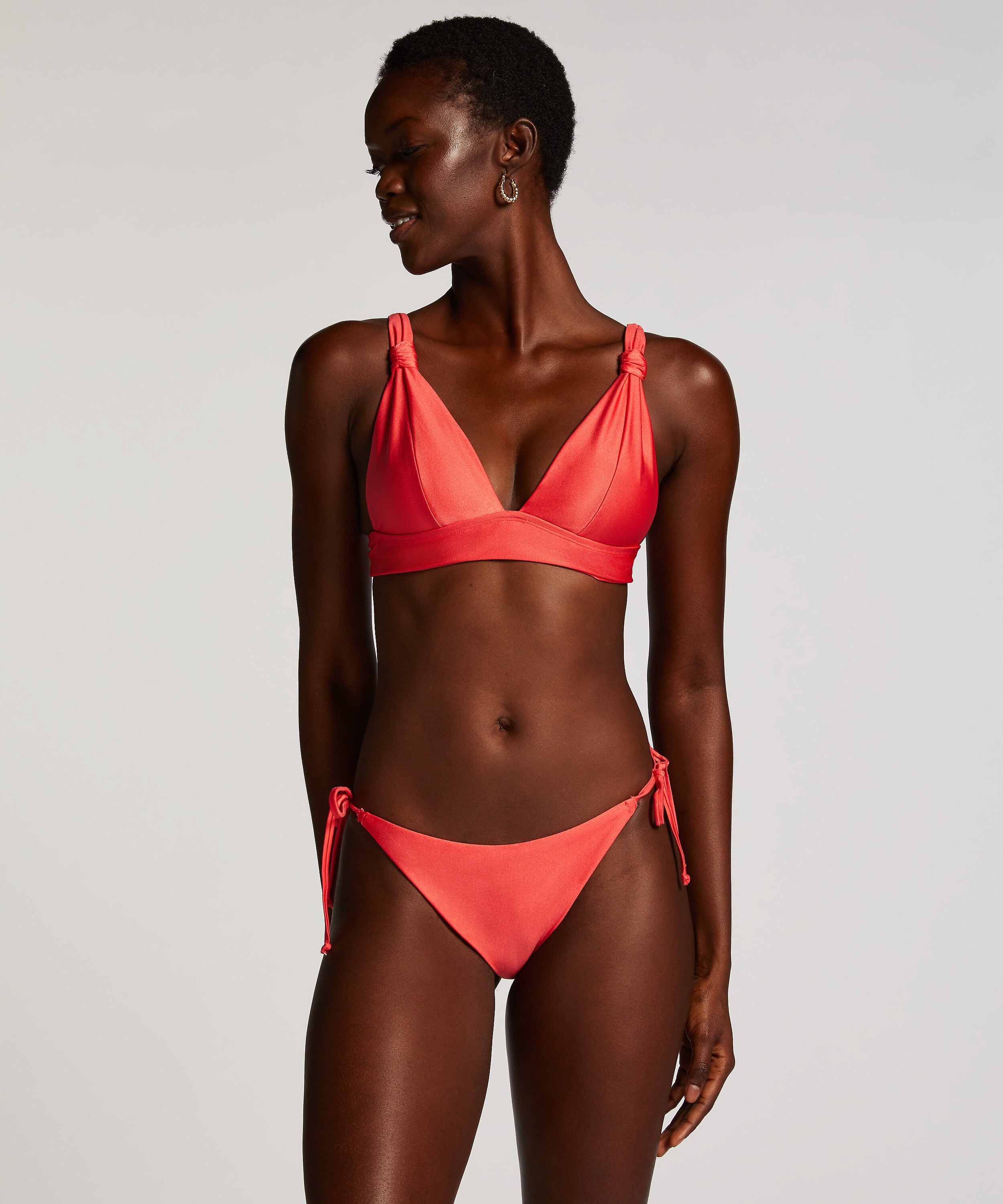 Luxe Cheeky Tanga Bikini Bottoms, Red Luxe Cheeky Tanga Bikini Bottoms, Red