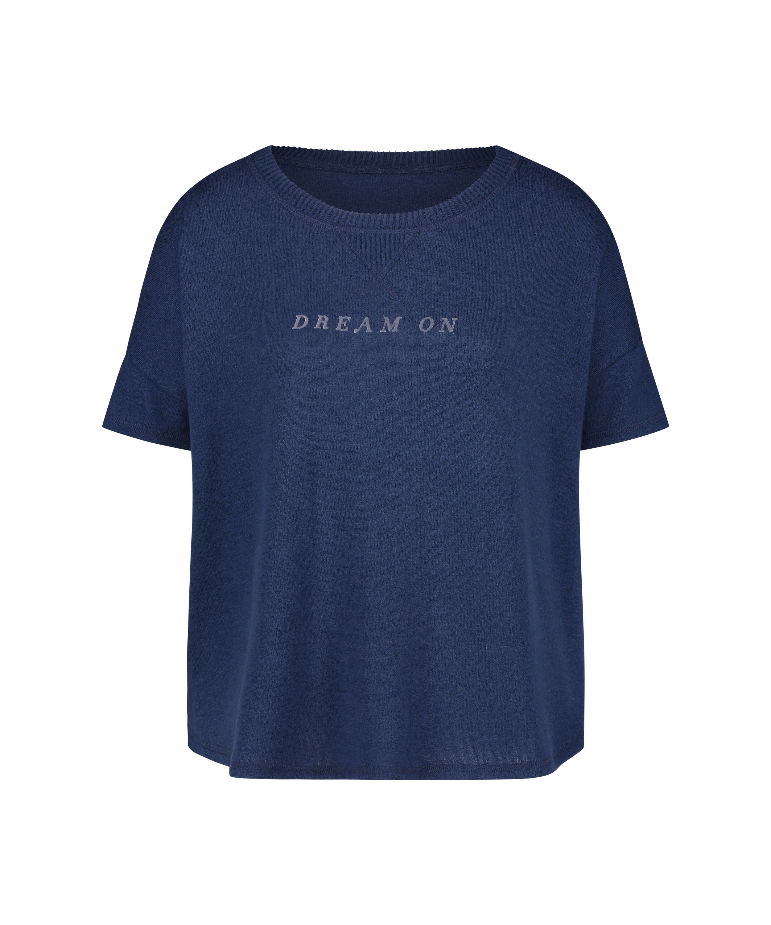 Short sleeve pyjama top in brushed jersey, Blue, main