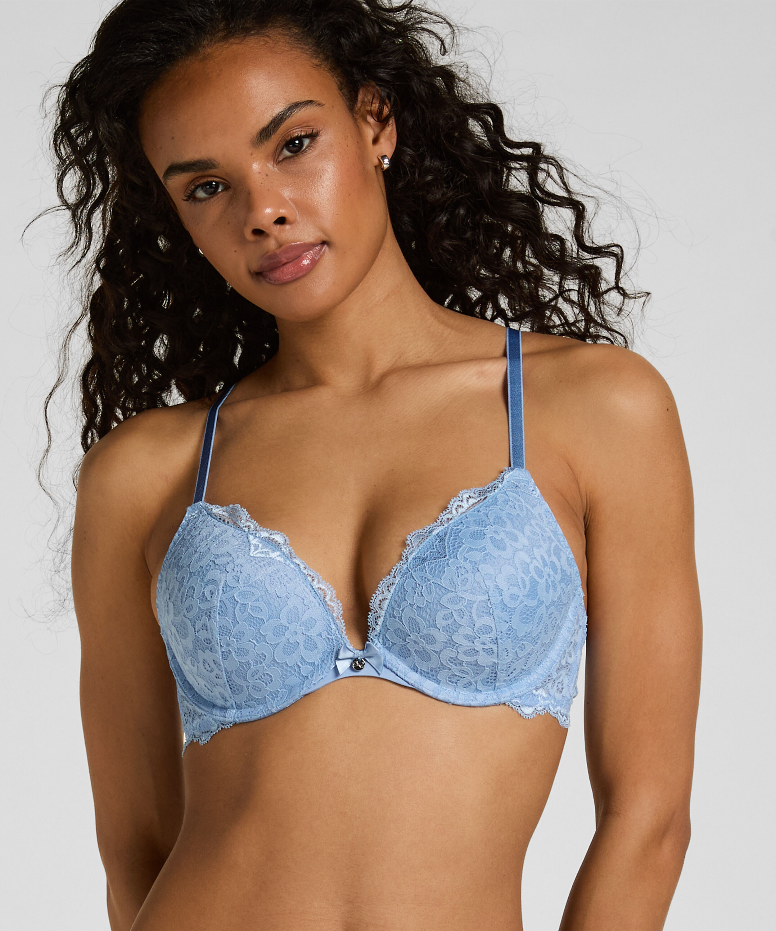 Marine Padded Underwired Push-Up Bra, Blue