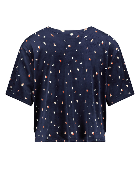 Top Velours Pocket, Blue