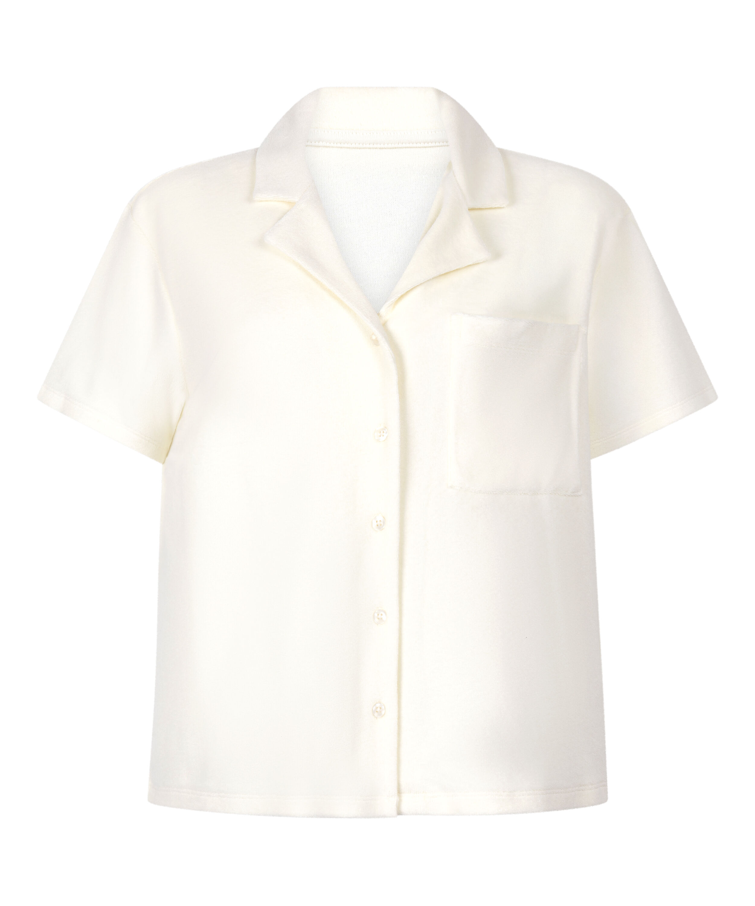 Towel Texture Button-Up Shirt, White