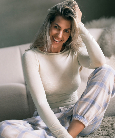 Petite Twill Check Pyjama Pants, Blue