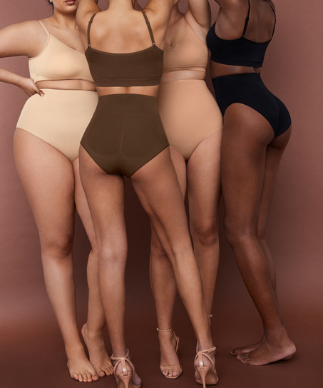 Seamless Enhancing High Waisted Knickers, Beige