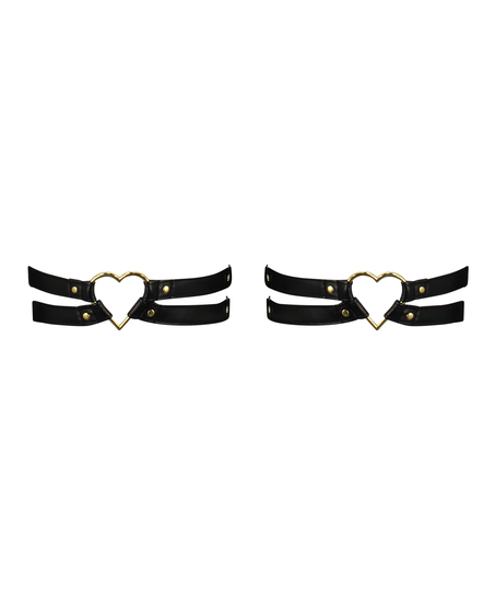 Heart Private Hold Up Suspenders, Black