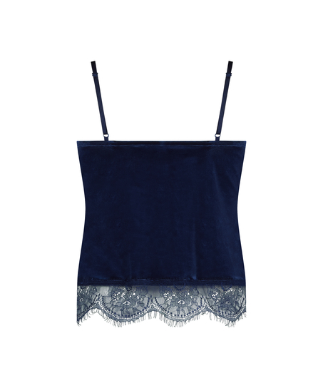 Shiny Velours Lace Cami, Blue