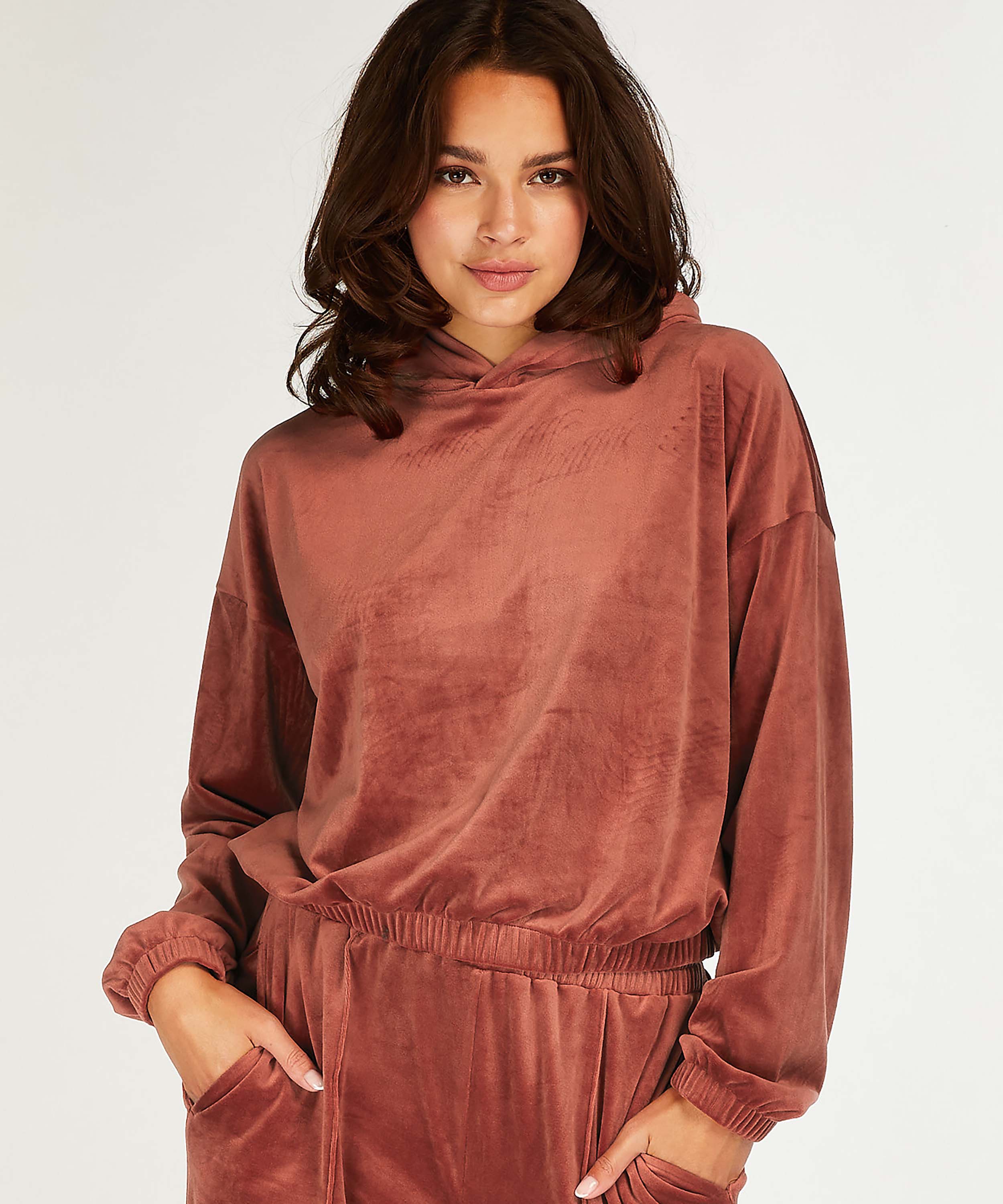 Velours top, Brown, main