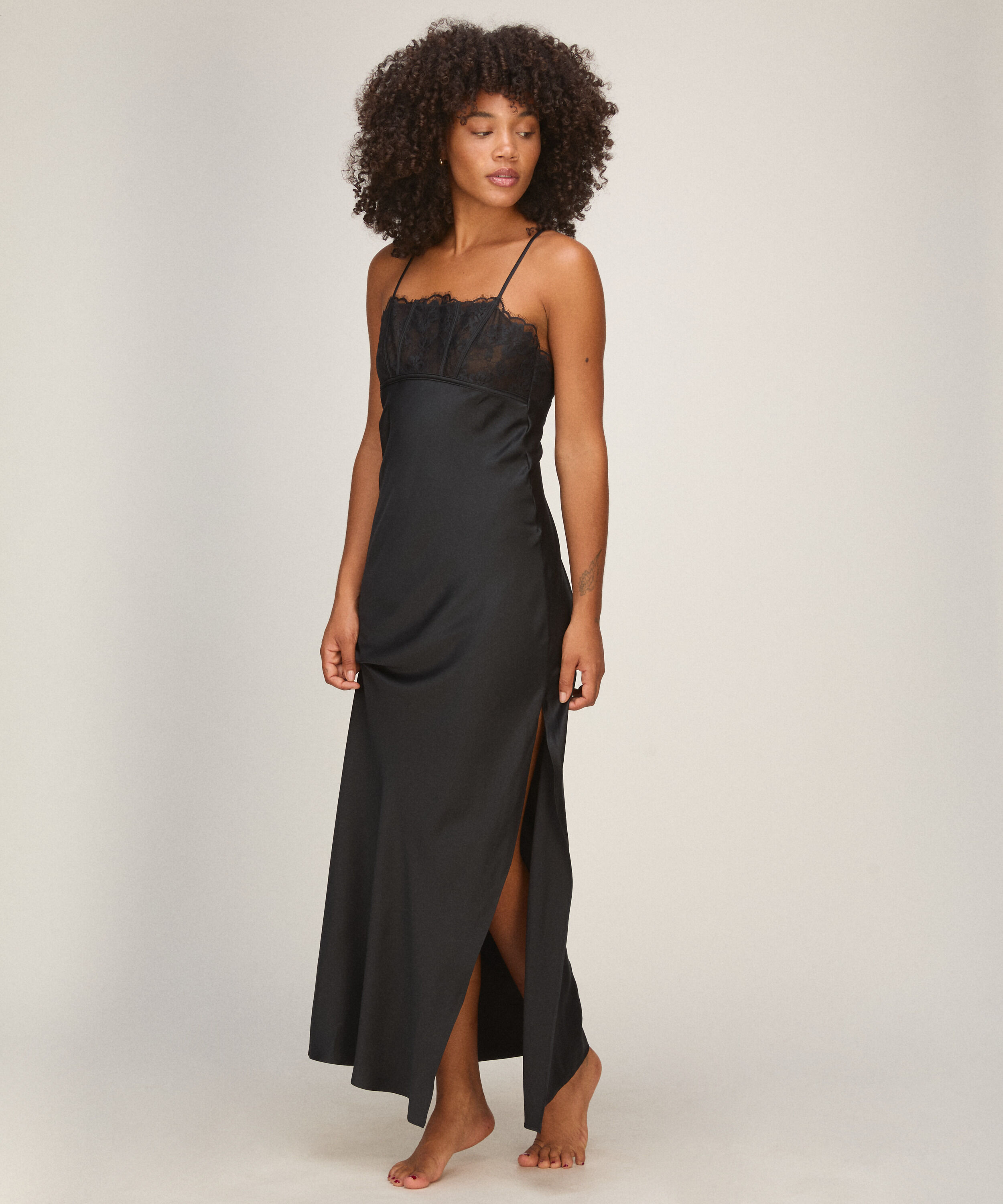 Long Slipdress Lana , Black Long Slipdress Lana , Black