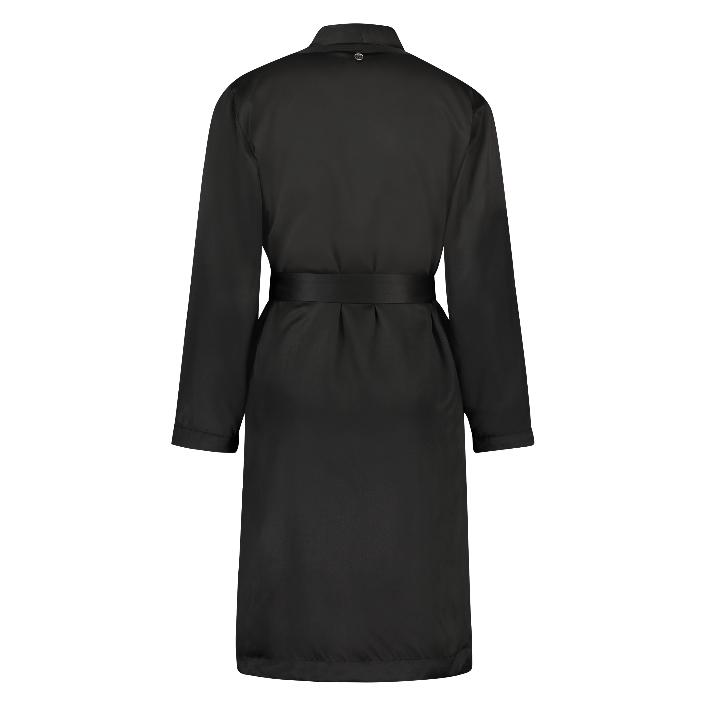 Doutzen satin velvet bathrobe, Black, main