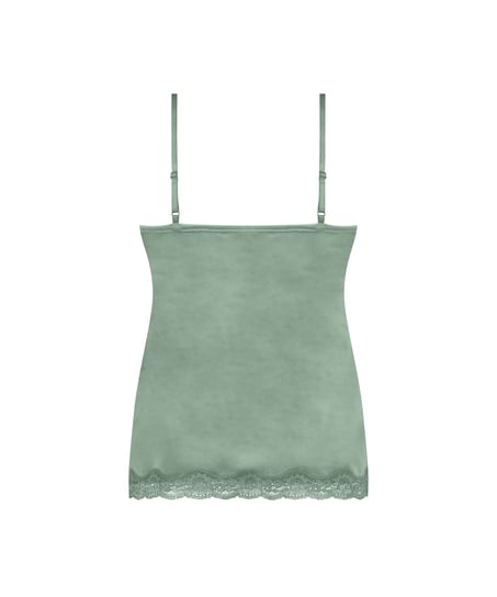Velours Lace Cami Top, Green