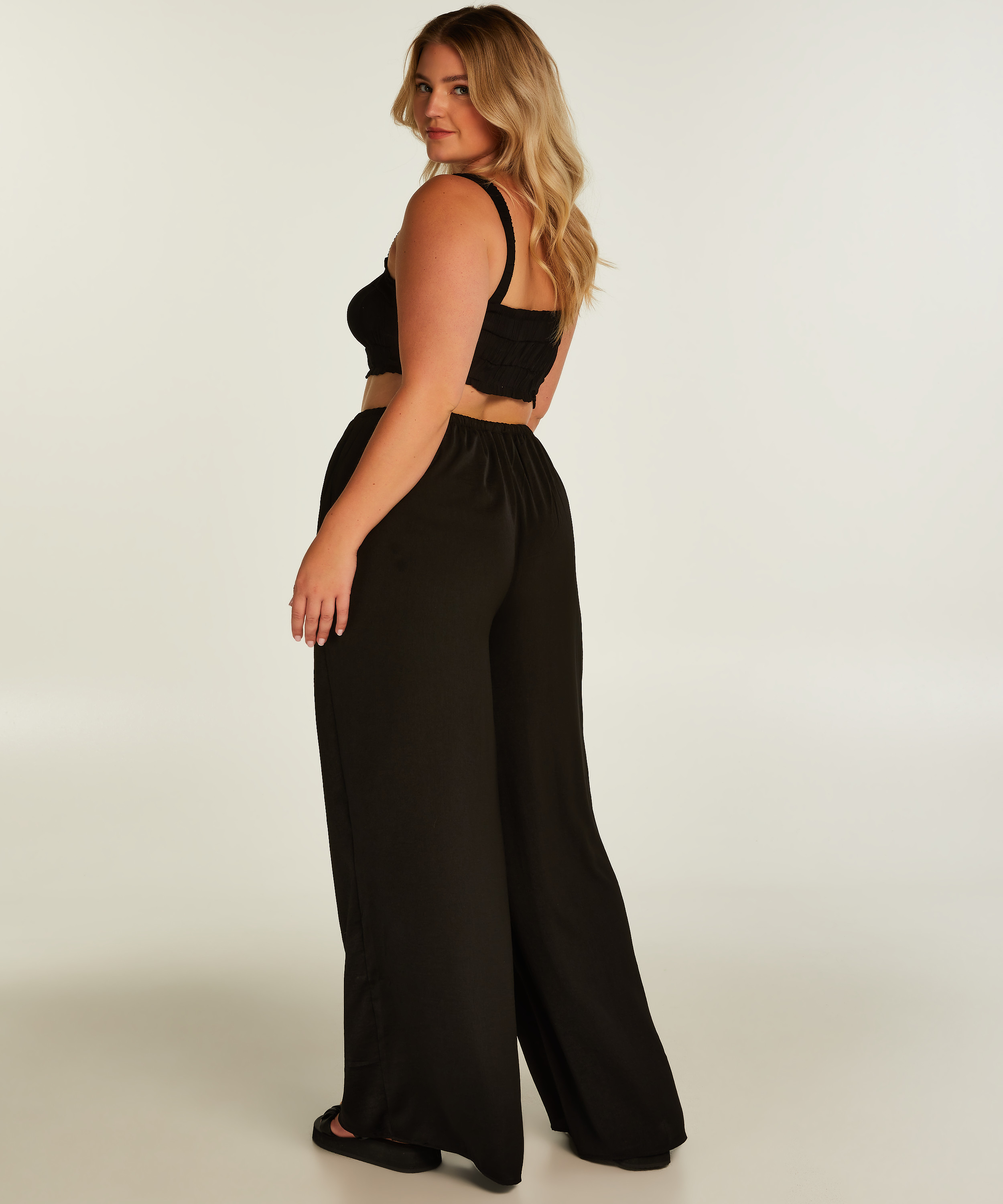 Ruched Crop Top, Black, main