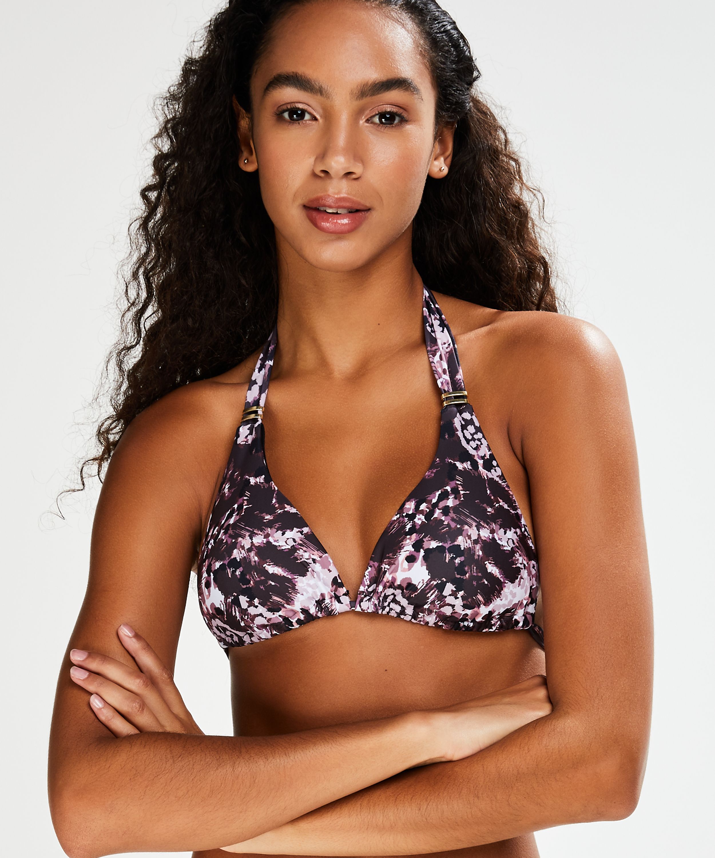Animaux triangle bikini top, Black, main