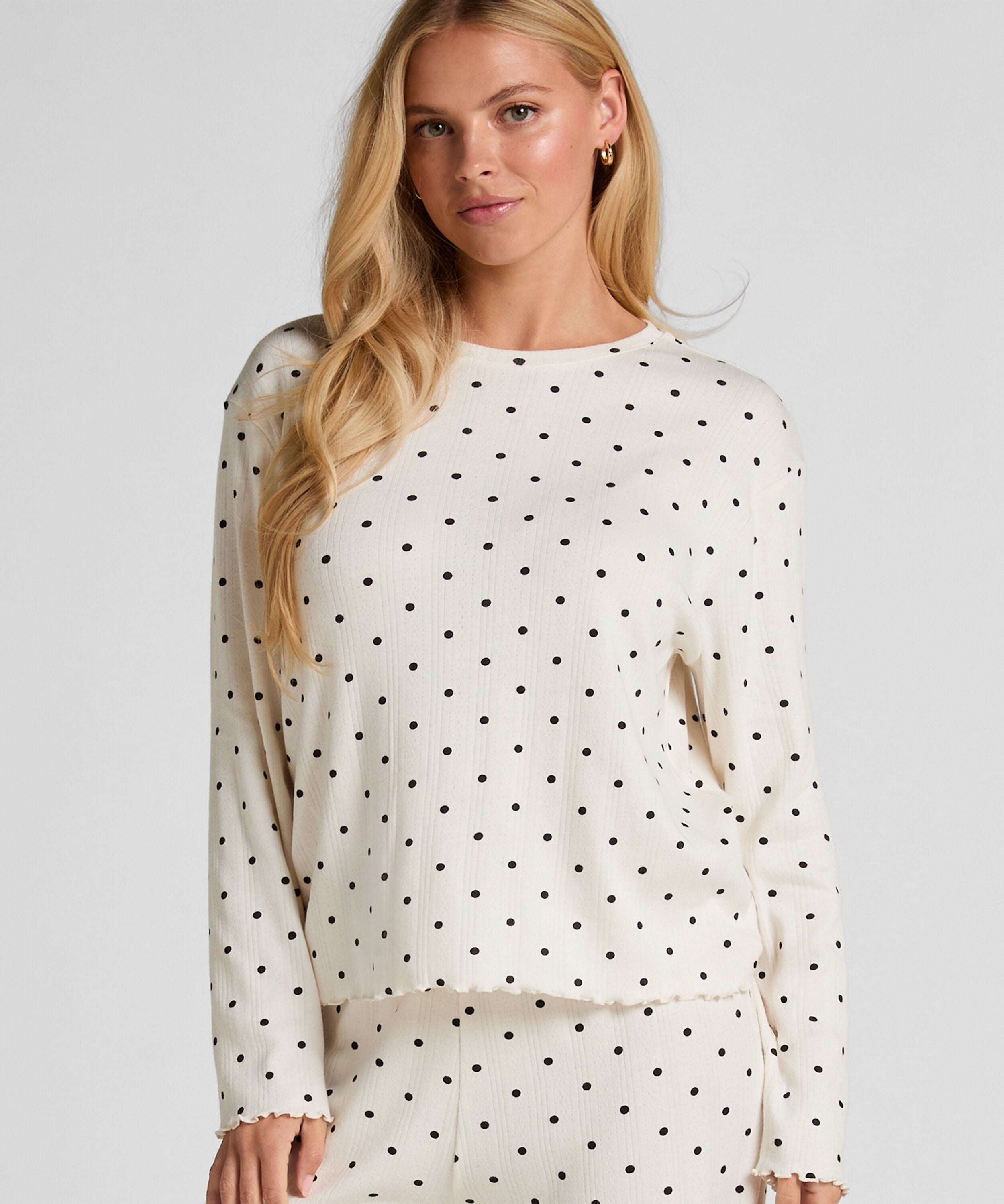 Pyjama Top Loose Pointelle, White Pyjama Top Loose Pointelle, White