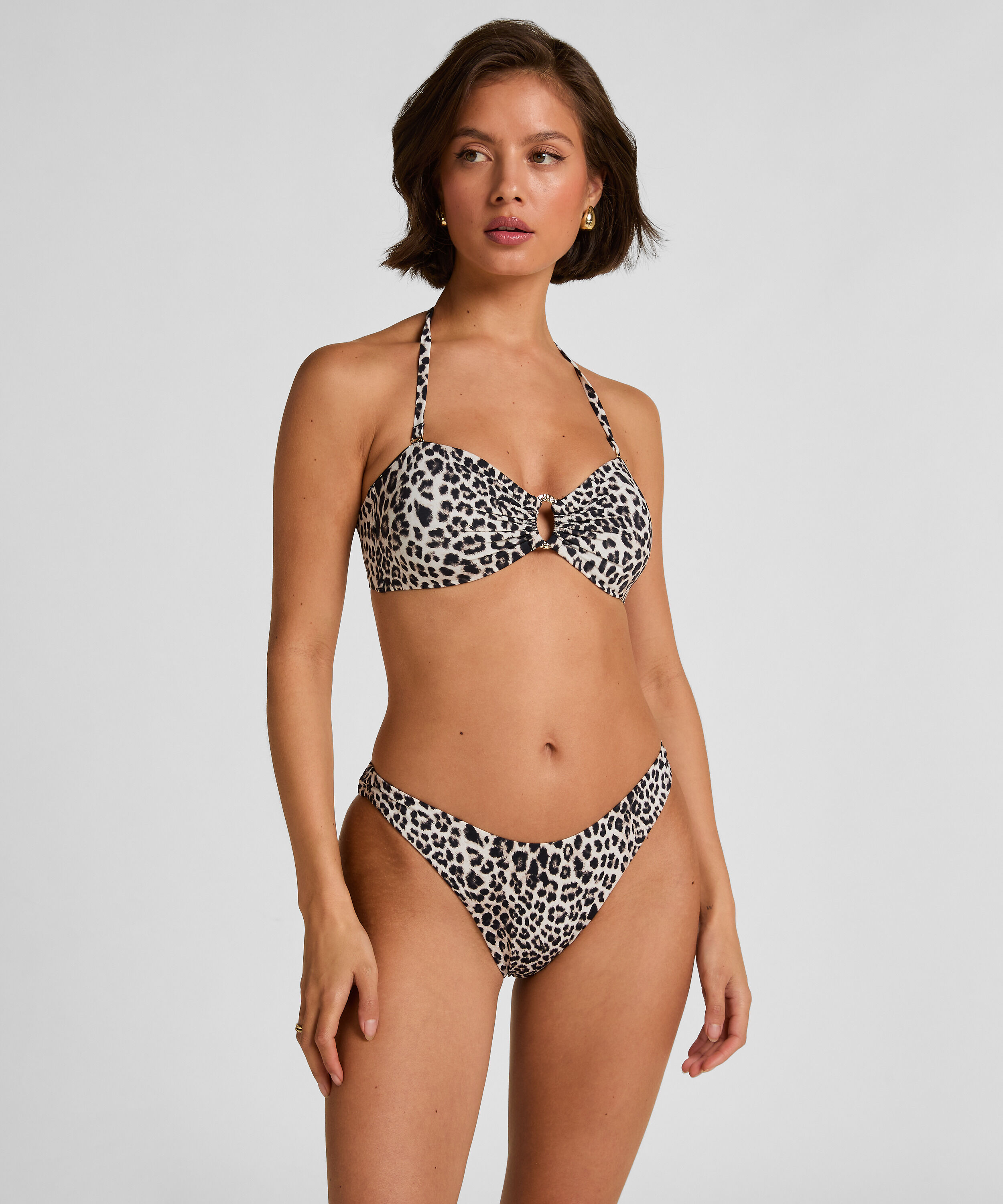 Highleg Bikini Bottom Leopard, Black Highleg Bikini Bottom Leopard, Black