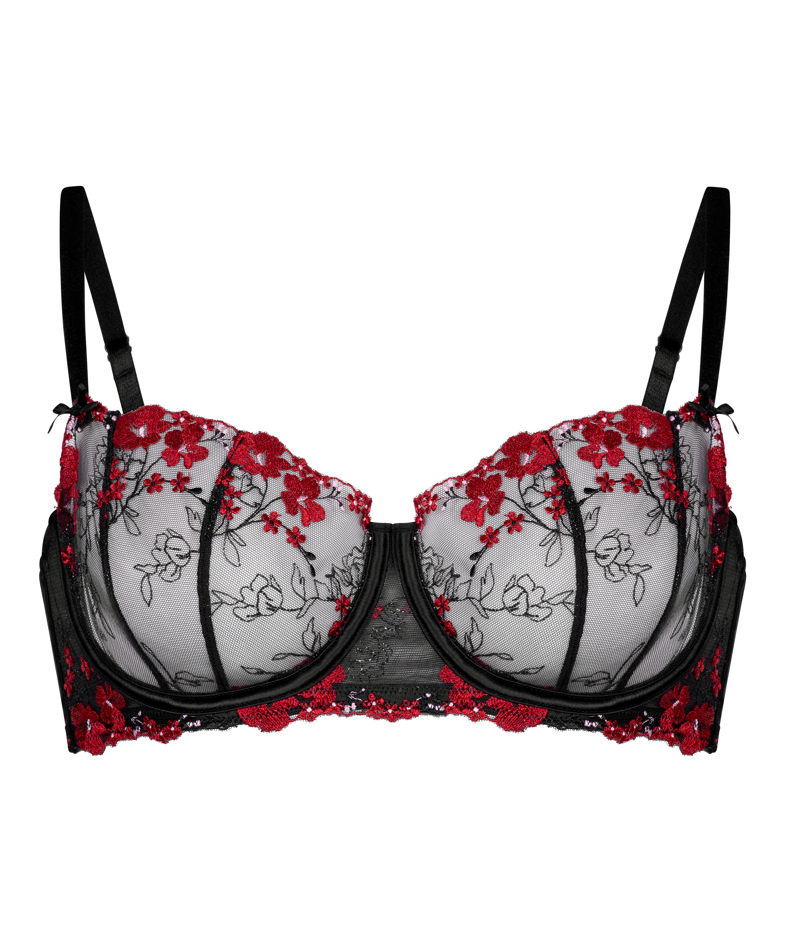 Peonie Non-Padded Underwired Bra, Black, main