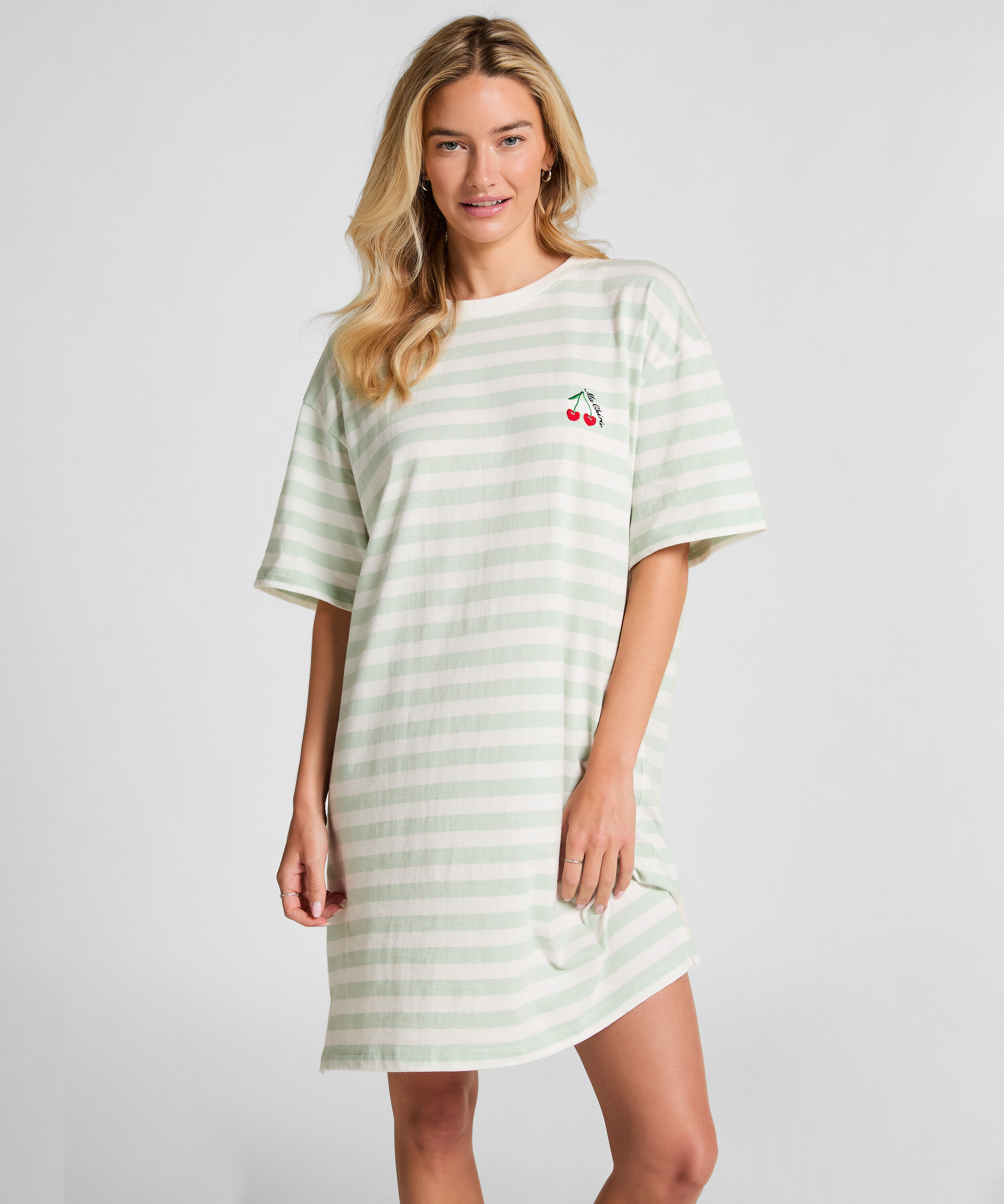 Round Neck Nightshirt, Green Round Neck Nightshirt, Green