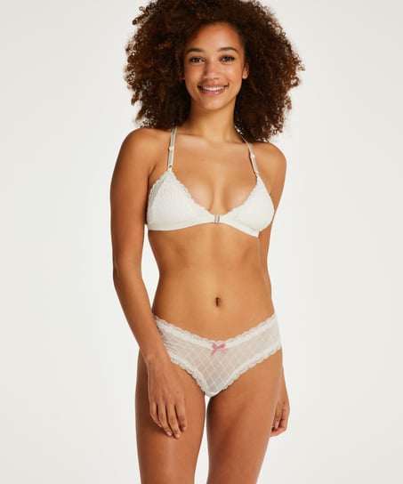 V-shape Mesh Brazilian, White