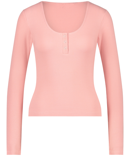 Ribbed Pyjama Top, Pink