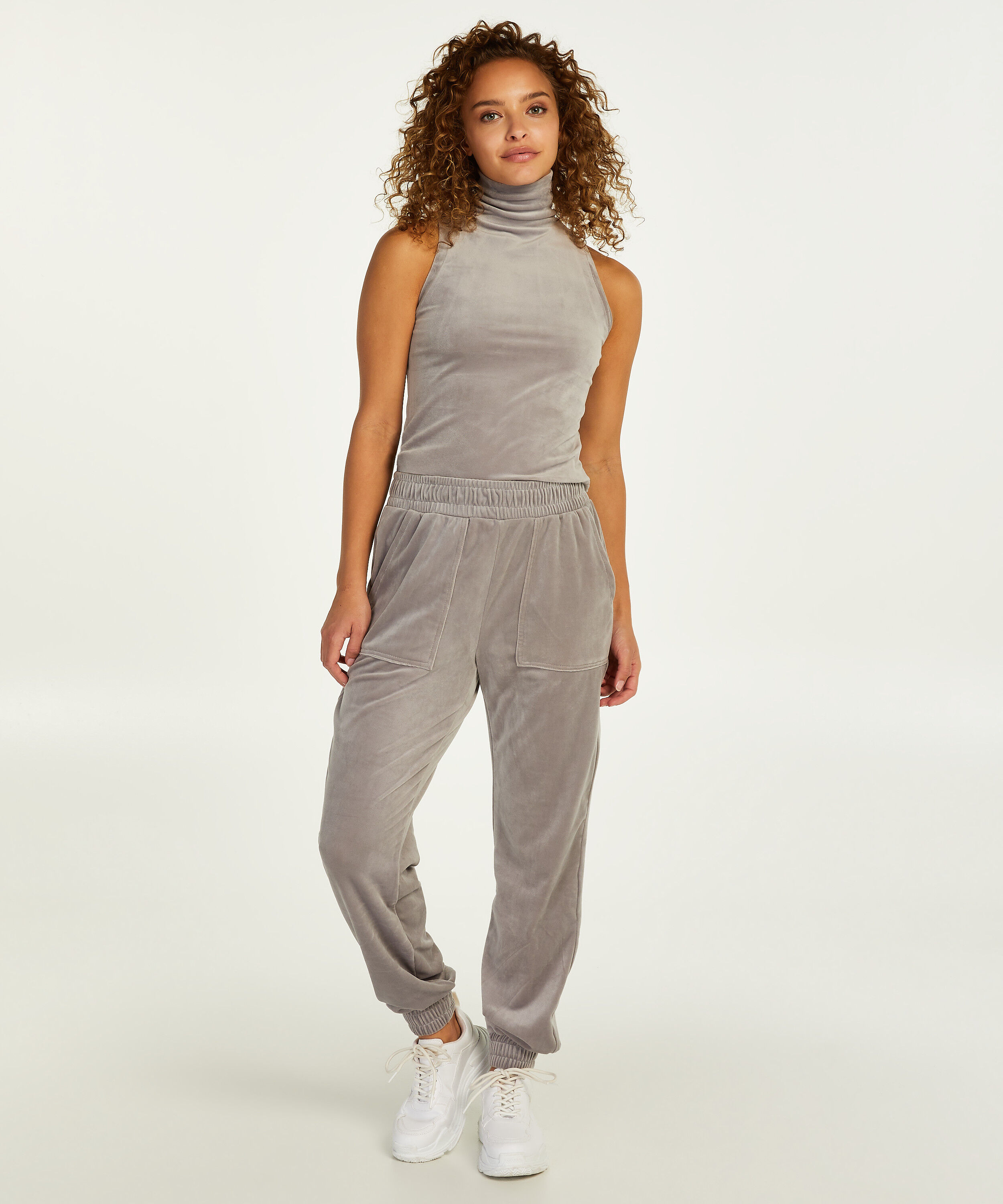 Velours Jogging Pants, Grey