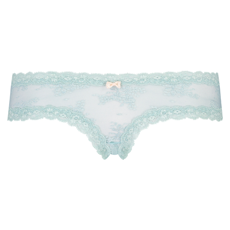Floral Mesh V-shaped Brazilian Knickers, White