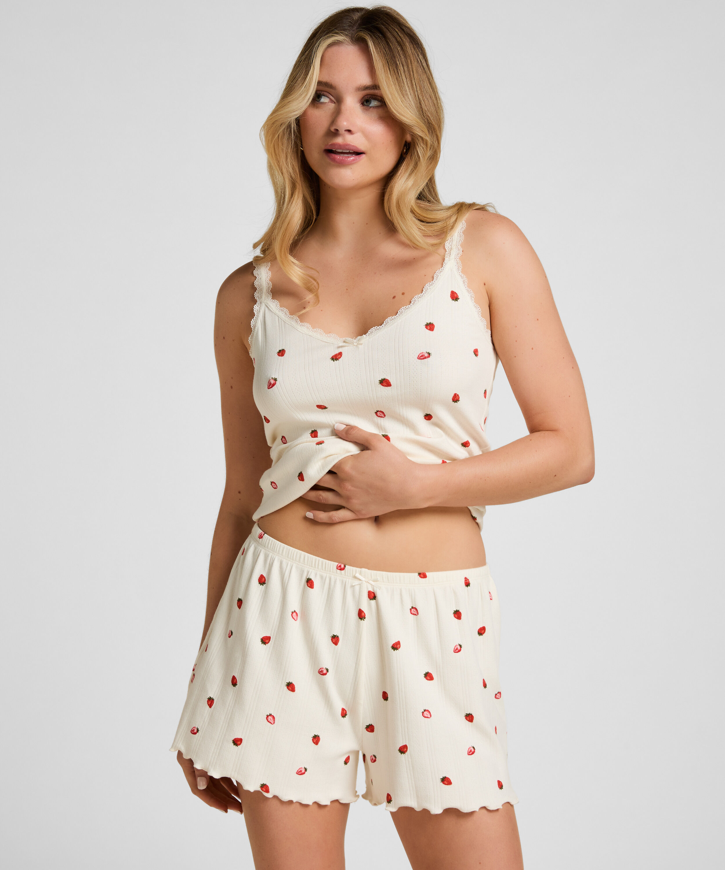 Pyjama Short Pointelle, White Pyjama Short Pointelle, White