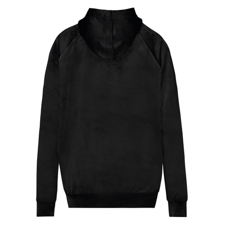 Velvet Long-Sleeved Pyjama Top, Black